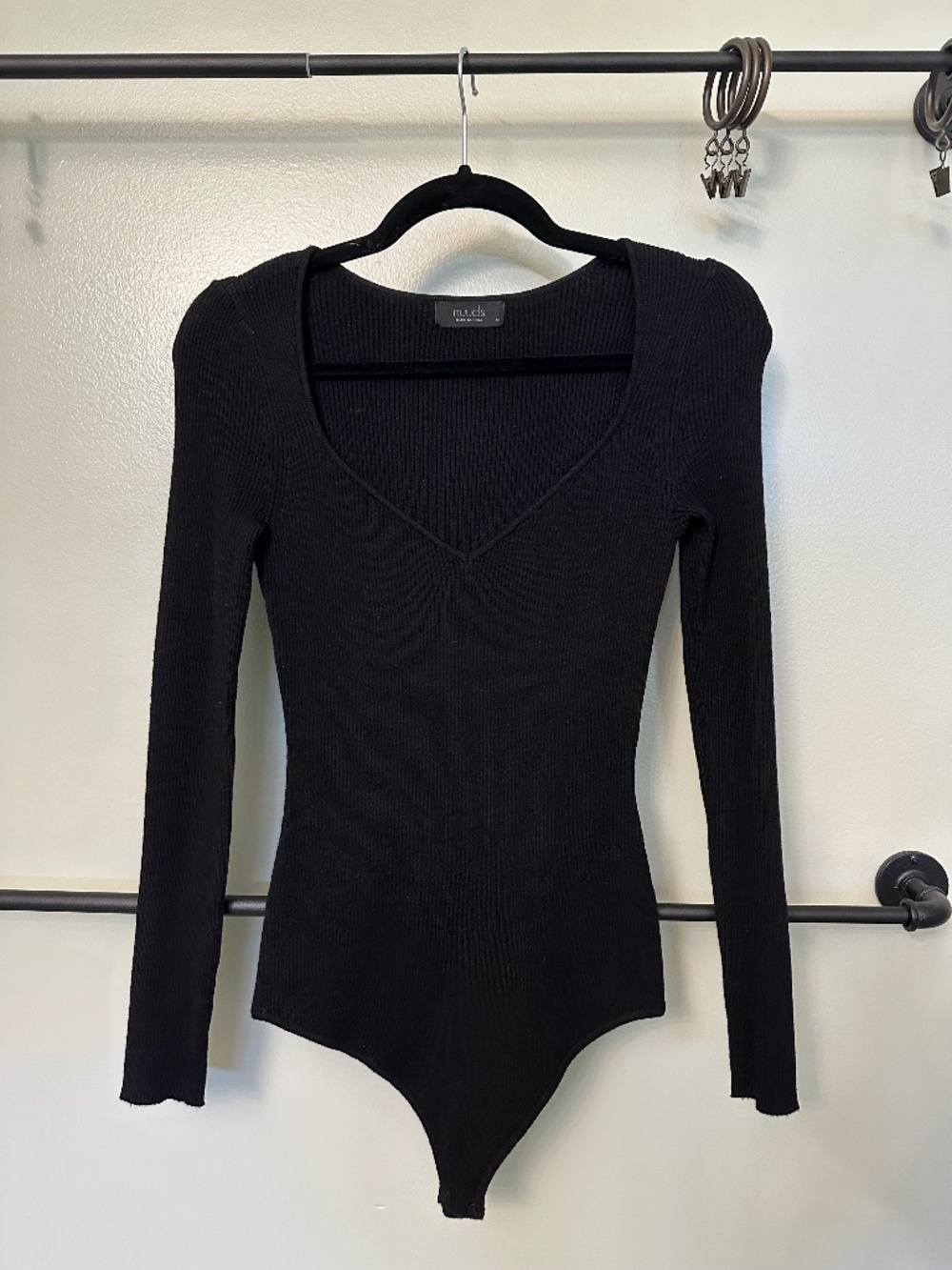 nuuds Sweetheart Ribbed Bodysuit, Medium
